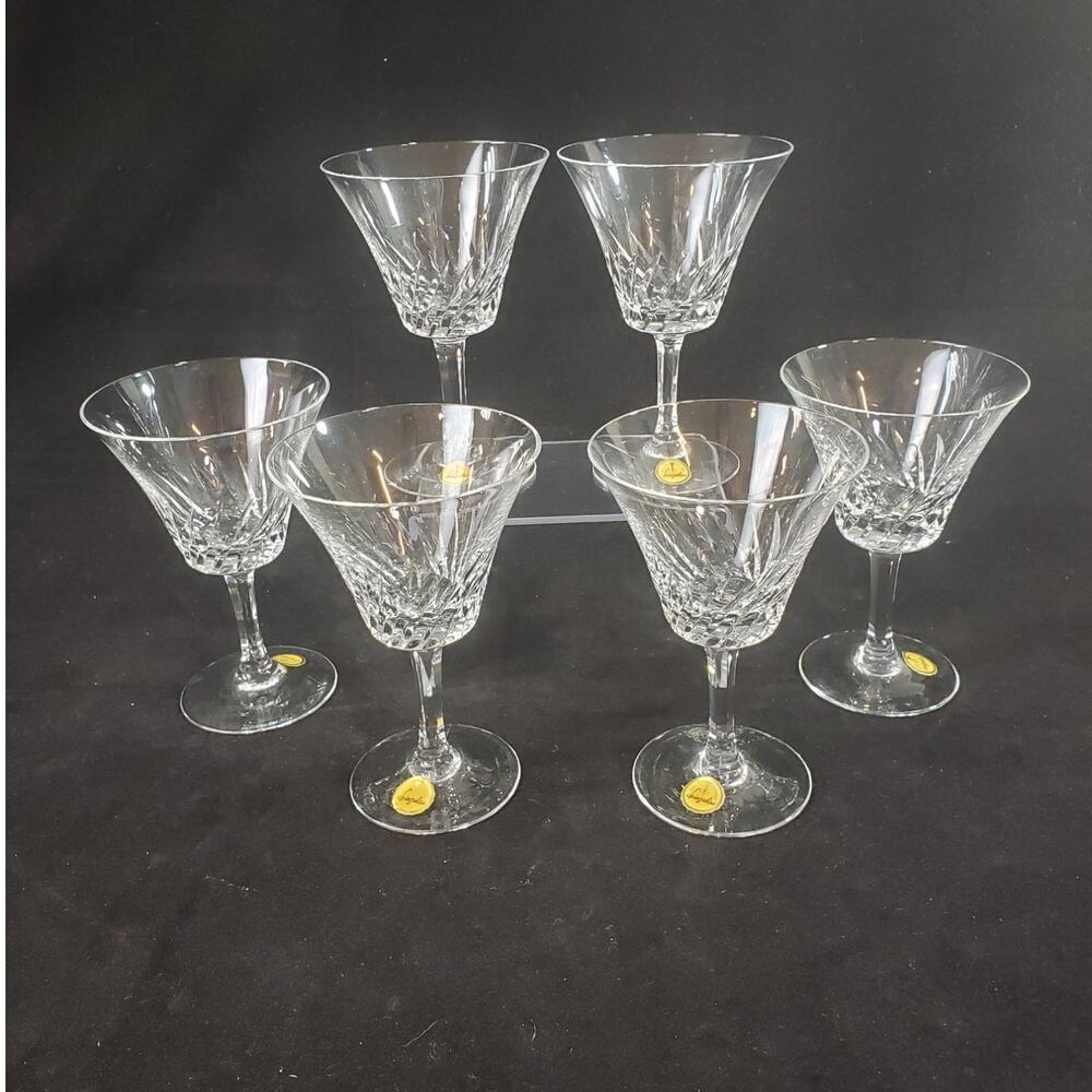 Set of 6 Vintage MCM Spiegelau Helios Crystal Wine Glasses Stemware Germany